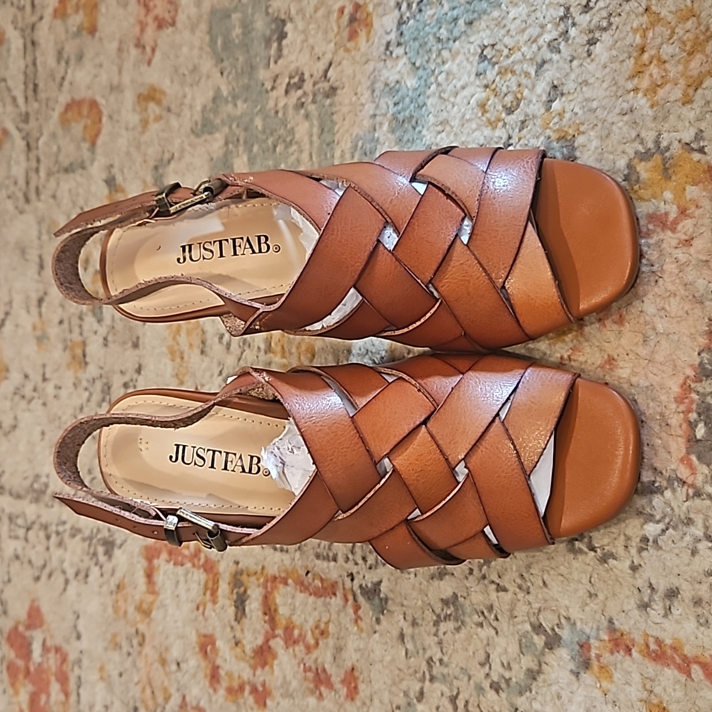 JustFab Heeled Sandal Cognac